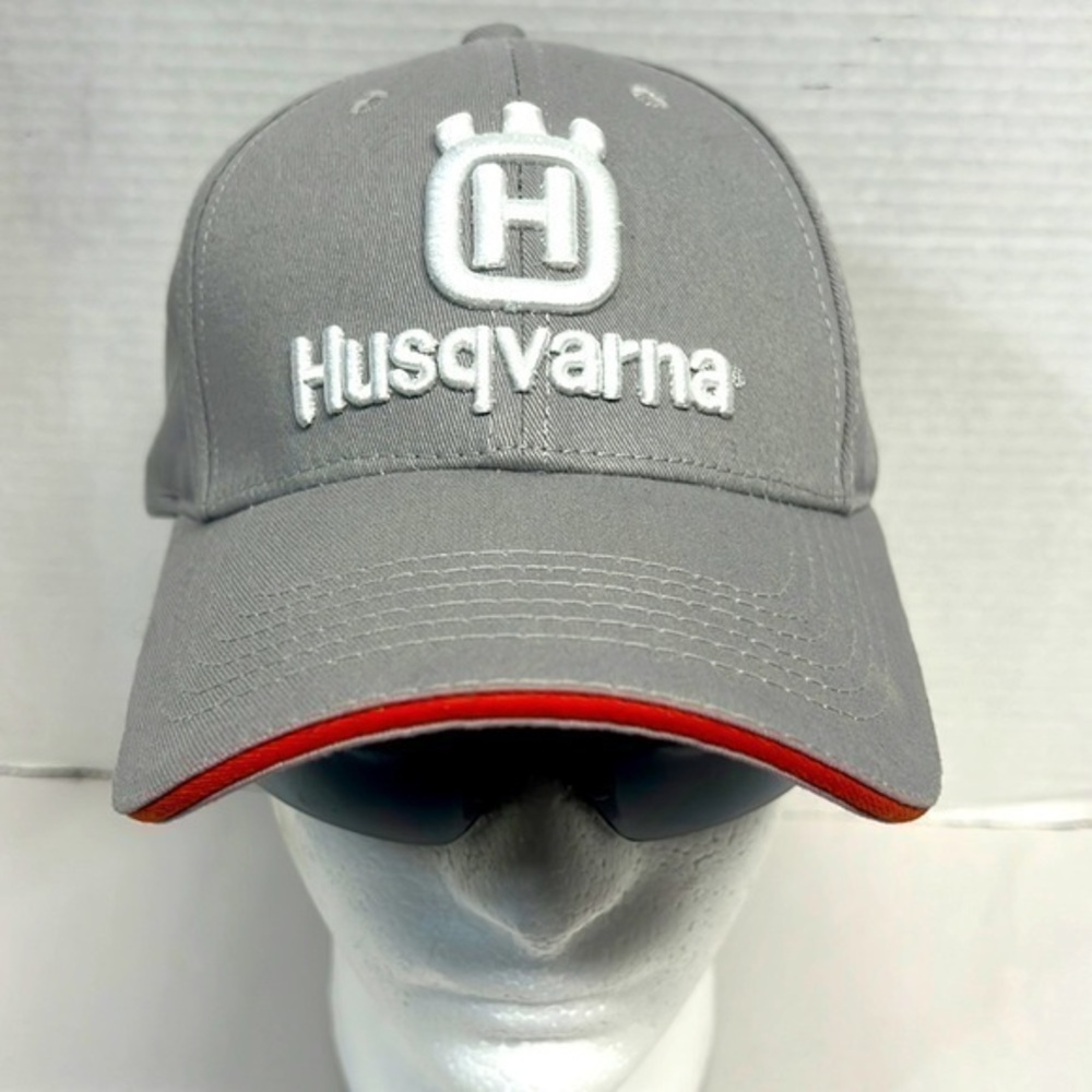 Husqvarna adjustable hat gray with orange trim like new